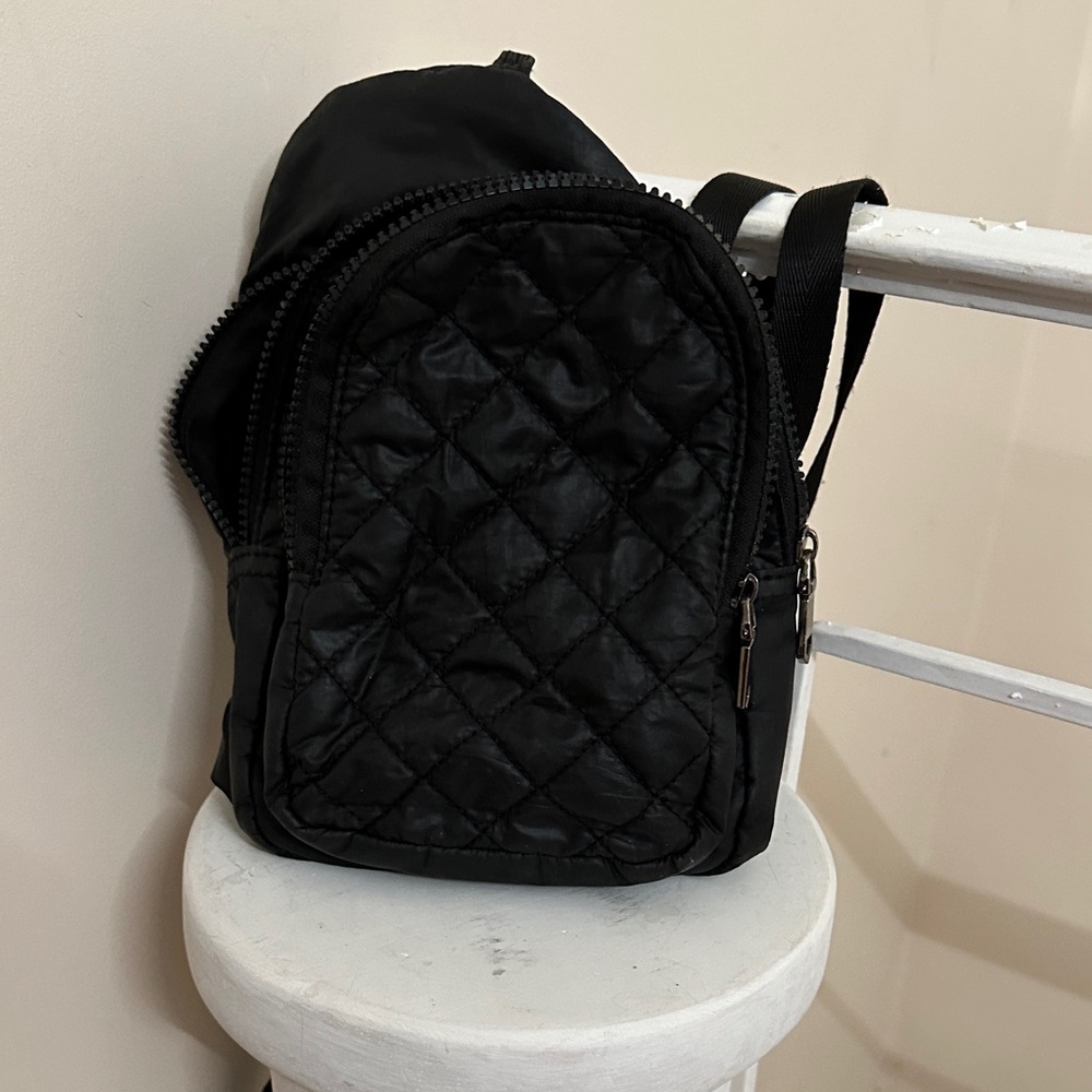 Men's or Woman’s Quilted Black Backpack